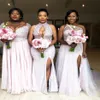 2020 Nieuwe plus size African Bridesmeisjes jurken Gemengde stijl lovertjes kralen land strand Nigeria Bellanaija Maid of Honours prom jurken 210V