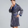 Luxury mens silk satin kimono robe 5XL long sleeved pajamas bathroom oversized satin pajamas summer home wear 240508