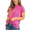 Kvinnors t-shirt sexiga tees ny kvinnors dekoration linje fast färg casual topp rund hals lös lat kort ärm t-shirt kvinnors plus storlek toppar