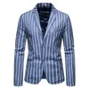 Costumes masculins 2024 Vestes de costume pour hommes Fashion Blue à rayures Deux boutons Business Blazers Vêtements formels de printemps grande taille 5xl