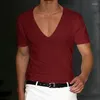 Мужские костюмы A2252 Мужские футболки шорты рукав глубокие вершины V-образного выреза