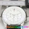 Relojes de nueva calidad de 46 mm B06 B01 Navitimer Cronógrafo Movimiento de batería Quartz Silver Dial Mod Watch Strap de cuero Floding Mens Wristwatchs