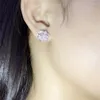 Boucles d'oreilles Stud Flower Diamond Oreing Bringle Real 925 SERPLAIS BIELLIE SIGNÉE 24K ENGAGEMENT GOL MARIAGE POUR FEMMES DES FEUX BRIDAL