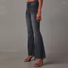 Frauen Jeans hohe taillierte Show hohe dünne Stretch -Straight -Bein -Frauen gewaschen Vintage Streetwear -Hosen lässige Mikro -Flare -Hosen
