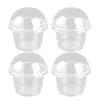 Ensembles de vaisselle 50 / 100pcs salade jetable tasse de bol en plastique transparent contenant de bol avec couvercle pour barre de bar à la maison (trou de dôme)