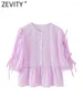 Blouses pour femmes zévity femmes plies mode lanterne arc archet à liaison décontractée Blouse de bureau dames chic o coude de bouton couche blusas tops