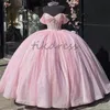 Shiny Baby Pink Quinceanera Dresses Luxury Beaded Sequin Ball Gown Sweet 16 Birthday Party Dress Lace Up Vestido De 15 Xv Anos Debutante 2024 Bling Fifteen robe de bal