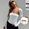 Maglietta da donna tees sexy abbigliamento y2k, gilet senza spalline, cardigan, set a due pezzi, top in fondo a maniche lunghe, ragazza piccante, capispalla da donna per top estivi