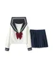 Clothing Sets Japanese School Uniform Girl Jk Suit Sexy Spring And Autumn Red Tie White Three Basic Sailor Women Long Sleeve