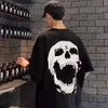 Men's Fashion Brand American Casual Skull Print Round Neck Short Sleeve T-shirt Half Sleeve T-SHIRT