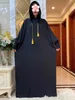 Etniska kläder Nya Ramadan Muslim Två hattar Abaya Dubai Turkiet Islam Bönkläder Bomull Jacquard Tygklänningar Islam Kvinnor klär KAFTAN T240510