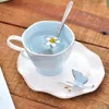 Tasses Saucers Style Coffee tasse et soucoupe Set Creative Ceramic Tea Afternoon Afternoon Flover à la mode