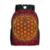 Sacs scolaires Fleur de la vie dans Lotus Mandala Sac à dos pour hommes Femmes Women Collège Bookbag s'adapte à un ordinateur portable Bouddhisme grande capacité sac à dos