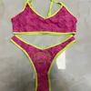 Baddräktdesigner bikini för kvinnor desig halter vadderad badkläder kvinnor sexig bh thong underkläder set