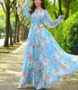 Ubranie etniczne Summerka plaża bohemiana maxi sukienka kwiatowa drukowana szyfonowa moda abaya islamskie ubrania muzułmańskie Arabia Saudyjska luźna długa sukienka T240510