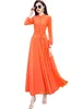 Повседневные платья SD30 Высококачественные женские летние апельсиновое шифоновое платье с длинным рукавом с полным линингом бохо женщины