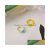 Cluster -Ringe Koreanische Farfpolour transparente Harz Acrylbär Herz Geometrische Runde Set für Frauen Schmuck Reisegeschenke Vintage Ring Dr. DHFCR