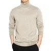 Pulls masculins Sweatwearturtleneck pull masculin Pullover Basic solide collier haut de couches mâles gris gris homme chaud