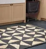 Mattor mattor för sovrum handgjorda naturliga jute matta med svart diamantmönster rektangel eko