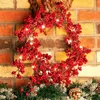 Decorative Figurines 5.9ft/180cm Christmas Red Berry Garland Optional Lighting Indoor Artificial Wreath Decoration For Year Holiday