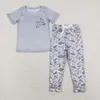 Set di abbigliamento bambini all'ingrosso bambini a maniche corte grigie camicia anatra per bambini pantaloni tascabili pantaloni da tasca per bambini