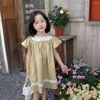 Robes de fille pour enfants 2024 Été coréen de style occidental robe de dentelle décontractée