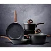 Ensembles d'ustensiaux de cuisine pots et casseroles réglemente la cuisine de cuisine en céramique induction en granit casserole avec des casseroles