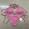 22SS Designer Swimsuit Women Vintage Thong Micro Cover Up Dames Bikini Sets Swimwear Gedrukt Bads Pakken Zomerstrand Draai zwempak