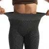Leggings pour femmes Cuhakci High Taist Stretch Honeycomb Print Hip Louting Workout Yoga Femmes Faux Denim Pant Slim Fit Blue Jeggins