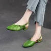 Casual Shoes Gktinoo 2024 Summer Fashion Flat Sandals French äkta läder spetsig tå grunt kvinnors slip-on