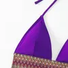Swimwwear Women's Purple High Wiston pour femmes 2024 Summer 2 pièces Bikini Sexy V-Neck Suspendemless Backless Beach Vacation