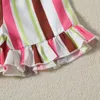 Наборы одежды рожденные девочки одежда для маленьких девочек летние рукавочные квадратные шейные жилеты полосатые шорты 2 шт.