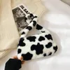 Storage Bags Fashion Women Cow Print Mini Shoulder Female Winter Plush Underarm Leopard Zebra Pattern Fluffy Tote Small Purses