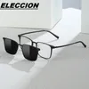 Zonnebrillen Frames Optische bril met heren met clip 2024 rechthoekige glazen magnetische aantrekkingskracht Polariseerde drive Night Vision Lenzen