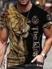Мужские футболки 2023 Новые мужские гендерно-нейтральная футболка 3D-печать Lion Cround Sheal Casual Slve