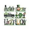 Patrick's Table Day St. Decoration Festive Wooden Leprechaun Shamrock Sign Green Truck Home Dinner Party Ornements 0119