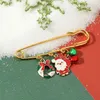 Brooches Christmas Brooch Bell Santa Claus Snowman Wreath Pendant Fashion Pins For Women Bag Decoration Clip Party Jewelry Gift