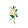 Broszki luksusowe zielone kryształowy bambusa liść broszka elegancka elegancka roślina rhinestone stałą igłową odzież Akcesorium akcesorium hurtowe