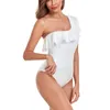 Swimwear Women 2024 Sexy Ruffle One Piece Mageur de maillot de bain Femme Bandage épaule Femme Monokini Bathonage blanc Summer Beach Wear à la plage