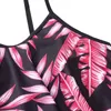 Swimwear Women's 2PCS Femmes Set à maillot de bain 2024 Summer Leaf Print Bikini Bra Camisole Elastic DrawString Shorts de baignade Beachwear