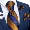 Neck slips Set Gold Blue Rands 100% Silk Ties For Men 8 CM MEN MENS NACK TIE SET med Brosch Pin Wedding Accessories Mens Gift Gravatas
