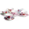 Tazze di piattini set di piattini set da 6 set di tè tazze di tè floreali (8 once) set di piattini set in porcellana