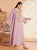 Vêtements ethniques Appliques Maroc Abayas Kaftan Femmes Muslim Party Robes roses Eid Ramadan Dubai Gown Turquie Jalabiya Robe arabe Musulman