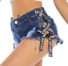 Kvinnors jeans sexiga sommar kvinnor trendiga denim ultra korta spetsar byxor