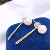 Orecchini per borchie 925 intarsiata in argento con perle naturali per perle di acqua dolce brillante perline impeccabili da 7-8 mm al giorno versatile