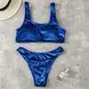 Swimwear pour femmes Sexy paillettes Velvet Mid Waist Bikini Femme Swimsuit Two-pièces Set Bather Bathing Fissure Swim K3069