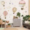 Cartoon met de hand getrokken hete luchtballonnen wolken sterren woonkamer kinderkamer achtergrond decoratie muurstickers zelfklevend