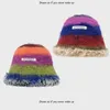 Japanse ins dopamine kleurrijke pluche emmer hoed vrouwen herfst winter contrast gestreepte wollen beanies hoed vrouwelijke warme vissershoed 240430