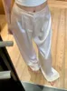 Women's Pants White Acetate Satin Wide-Leg Summer Drooping Straight Graceful Casual Slimming Suit Mop Fashion