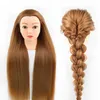 Mannequin Heads Beetroot Cheveux à haute température Fiber optique Blonde Girl Training Headstyle Practice Makeup Headwig Q240510